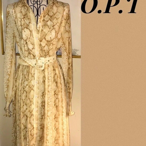 O.P.T SHIRT WAIST DRESS~PLEATED SKIRT~BELT~XS 4/6 - Picture 2 of 8